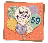 59th Birthday Card for Her, Happy Birthday Balloon Bouquet