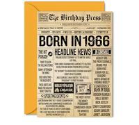 59th Birthday Card for Men Women - Bday Press Newspaper 1966 - Happy 59 Birthday Cards for Husband Sister Nanny Cousin Grandad Daughter, 5x7 Inch Bday Greeting Cards