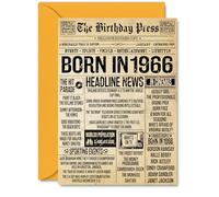 59th Birthday Card for Men Women - Bday Press Newspaper 1966 - Happy 59 Birthday Cards for Uncle Colleague Nanny Husband Grandad Dad, A5 Bday Greeting Cards