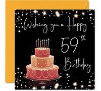 59th Birthday Card for Women Men - Stylish Elegant - Happy Birthday Cards for 59 Year Old Woman Grandma Nanny Grandad Mum Dad, 145mm Bday Greeting Cards Gift