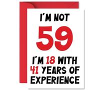 59th Birthday Cards for Men Women - Not 59 Im 18 With 41 Years Experience - Happy Birthday Card for 59 Year Old Man Woman Uncle Sister Wife Husband, A5 Bday Greeting Cards