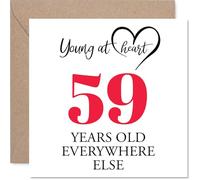 59th Birthday Cards for Men Women - Young at Heart - Happy Birthday Card for 59 Year Old Man Woman Colleague Nanny Sister Daughter, 145mm Bday Greeting Cards
