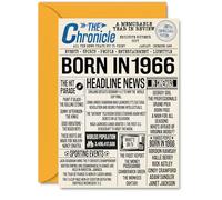 59th Birthday Cards for Women Men - Born In 1966 Newspaper - Happy 59 Birthday Card for Dad Mum Aunt Uncle Vintage Retro Back In 1966, A5 Bday Greeting Cards