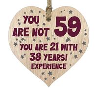 59th Birthday Gift For Women Men Wooden Heart Plaque, Light Wood Sign Keepsake, Happy Birthday Mum, Colleague, Dad, Husband, Wife, Uncle, Mum Gifts From Son, Auntie, Sister Birthday Present