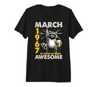 59th Birthday Raccoon Beer March 1967 Vintage 59 Years Old Premium T-Shirt