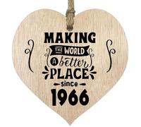 59th Birthday Wooden Heart Plaque, Making the world a better place