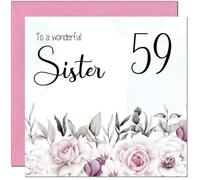 59th Sister's Birthday Card for Sister Floral Elegant Birthday Card for 59 Year old Fifty Nine, Fifty Ninth