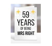 59th Wedding Anniversary Card, of being Mrs Right, Gifts for Wife, Girlfriend, Fiancee, Couple, Ideas, Women, Her, Female, Presents for Christmas, 59 years, A5-176a_60