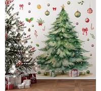 59x47 Inch Large Watercolor Christmas Tree Wall Decals Removable DIY Watercolor Christmas Tree Gaint Wall Stickers for Bathroom Bedroom Living Room Offices Home Decoration Decal