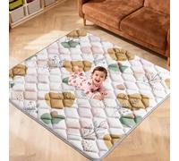59x59IN Baby Play Mat - Tummy Time Mat for Babies 6-12 Months - Non-Slip Safe Crawling Mats for Indoor & Outdoor - Soft Foam Foldable Cushion Babycare Playmat for Kids Playpen & Machine Washable, Boho