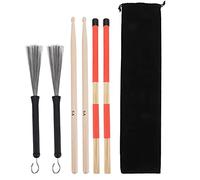 5A Classic Maple Drum Sticks Set with Retractable Steel Wire Brushes, Jazz Drum Stick Brush Combo for Drummers, Beginners and Youth Rock Bands