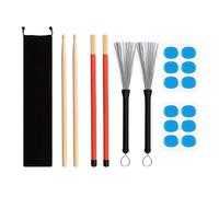 5A Classic Maple Drumsticks - Assorted Drum Accessories Drum Brush Bundle | Maple Wood Drumsticks Retractable Brushes Set with Storage Bag Sturdy Percussion Instrument Supplies for Jazz, Folk, Drummer