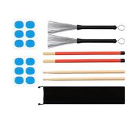 5A Maple Drum Sticks - Percussion Instrument Supplies & Drum Brush Bundle | Jazz Drumsticks Set with Retractable Brushes, Stick Holder Bag, Accessories for Drummers, Folk, Music Practice