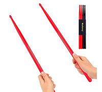5A Nylon Drumsticks for Kids Adults: Light Durable Drum Sticks Black Red with Anti-Slip Handles for Electronic Drums Exercise Percussion Accessories (2 Pairs)
