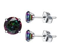 5A Stunning 18ct Gold Plt Surgical 316L Stainless Steel Gem for Women Men Girl Boy Wife Earrings Stud Hypoallergenic Tragus Cartilage Sleeper (Silver, 6mm)