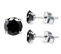 5A Stunning Black Obsidian Hypoallergenic Quartz Stone Surgical 316L Stainless Steel,Hypoallergenic Tragus Cartilage Sleeper Earrings,Earring Stud Gift Box,Men Women Womens Mens…, 7 mm, Stainless