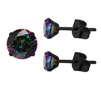 5A Stunning Black Obsidian Hypoallergenic Quartz Stone Surgical 316L Stainless Steel,Hypoallergenic Tragus Cartilage Sleeper Earrings,Earring Stud Gift Box,Men Women Womens Mens…