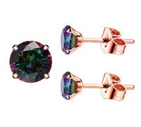 5A Stunning Rainbow Rose Gold Black Hypoallergenic Quartz Stone Surgical 316L Stainless Steel,Hypoallergenic Tragus Cartilage Sleeper Earrings,Earring Stud Gift Box,Men Women Womens Mens, 8 mm