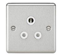 KNIGHTSBRIDGE CL5ABCW 5A Unswitched Socket-Rounded Edge Brushed Chrome Finish with White Insert