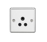 5A Unswitched Socket - Rounded Edge Polished Chrome Finish with Black Insert