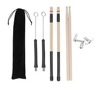 5A Wooden Drumsticks Drumstick Brush Set, Drum Wire Brushes with Retractable Wire, Metal Drum Rod Brush Sticks and Wrenches, Lightweight Bamboo Solid Wood Drumsticks for Jazz Folk