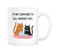 5Aup Cat Lover Mug 'Secret Keeper' - Funny 11oz Ceramic Coffee Cup with 'I Can't Tell Anyone' Design - Perfect Ideal for Best Friends, Women, Cat Ladies, and Gossip Lovers