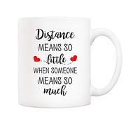 5Aup Distance Relationship Mug for Long Distance Couples, Friends, and Family Coffee Mug Christmas, Distance Means So Little When Someone Means So Much Cups Gifts 11 Oz