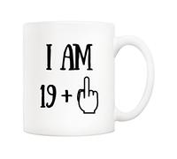 5Aup Funny 20th Birthday Coffee Mug, I Am 19 + 1 Best Gag 20th Birthday Gifts for Him Her Coworker Friend Cup White, 11 Oz