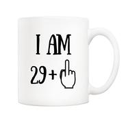 5Aup Funny 30th Birthday Coffee Mug, I Am 29 + 1 Best Gag 30th Birthday Gifts for Him Her Coworker Friend Cup White, 11 Oz