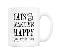 5Aup Funny Coffee Mug for Cat Lovers, Cats Make Me Happy, You Not so Much Cups, Christmas Gifts for Men and Women 11 Oz