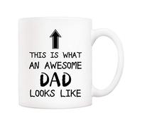 5Aup Funny Father's Day Awesome Dad Coffee Mug Gift, This is What an Awesome Dad Looks Like, 11Oz Novelty Cup From Daughter Son, Unique Birthday for Father Husband Men