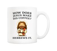 5Aup Funny Jesus Coffee Mug Gifts 11 Oz, Cup with Jesus Design | Hebrews Pun for Christian Faith