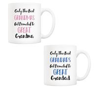 5Aup Mother's Day and Father's Day for Grandparents, Only The Best Grandads/Grandmas Get Promoted to Great Grandad/Grandma Coffee Mugs Set, Gifts from Grandson, Granddaughter, Grandkids 11 Oz
