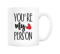 5Aup You're My Person Coffee Mug Christmas Gifts, Best Valentine's Day Cup for Boyfriend, Girlfriend, Her, Him - 11 Oz Funny Inspirational Red Heart Novelty Gift for Friend Wife Husband Women Men