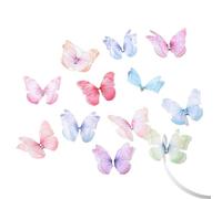 5cm 60pcs Double Sweet Butterfly Appliqued 3D Simulation Mesh Dreamy Bouquet Patch for DIY Handmade Hairband Nail Decoration(Antique Silver)