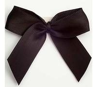 5cm Double Satin Bows - Self Adhesive Pre-Tied Ribbon Bows for Craft Gift Wedding Decoration (Black, 6pcs)