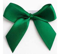 5cm Double Satin Bows - Self Adhesive Pre-Tied Ribbon Bows for Craft Gift Wedding Decoration (Bottle Green, 6pcs)