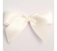 5cm Double Satin Bows - Self Adhesive Pre-Tied Ribbon Bows for Craft Gift Wedding Decoration (Ivory, 24pcs)