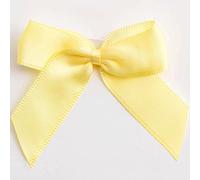 5cm Double Satin Bows - Self Adhesive Pre-Tied Ribbon Bows for Craft Gift Wedding Decoration (Lemon, 1pcs)