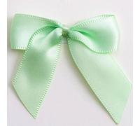 5cm Double Satin Bows - Self Adhesive Pre-Tied Ribbon Bows for Craft Gift Wedding Decoration (Light Green, 12pcs)