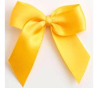 5cm Double Satin Bows - Self Adhesive Pre-Tied Ribbon Bows for Craft Gift Wedding Decoration (Yellow Gold, 1pcs)