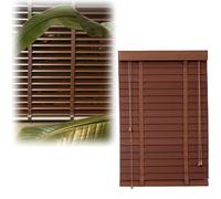 5cm Horizontal Solid Wood Blinds 30 50 60 80 90 125 135 145 155 cm Wide, Darkening Privacy Wooden Venetian Blind Shades, Cordless Light Filtering Windows Blinds for Home Bathroom(Walnut Brown)