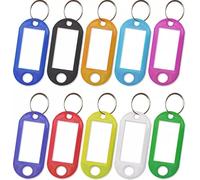 5cm Plastic Keyring Tags with ID Label Mix Key Tags with Blank Paper ID Labels Clear Windows Protective Films and Split Rings Flexible Item Identifiers Pack of 10.