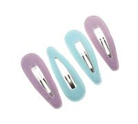 5cm Purple Blue Fabric Covered Metal Hair Clip Bendies Sleepies Snap Slides for Women Girls by Glitz4Girlz