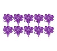 5cm Self Tie Pull Bow Ribbons Wrapping Bows - Festive Xmas Present Decorations - 10 Pack (Purple)
