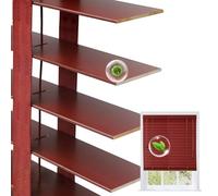 5cm Slats Indoor Window Wood Blinds, Cordless Privacy Wooden Blind, Horizontal Wooden Venetian Shades, Black out Window Blinds 75 80 90 105 145 180 85 90 cm, Mini Blind Waterproof(Wine Red)