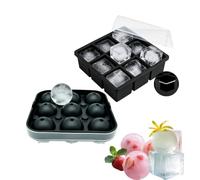 5cm, Square Silicone Ice Cube Tray with Lid, Plastic Ice Ball Maker with Funnel