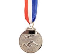 5cm Swimming Medal Competition Awards with Neck Ribbon Gold/Silver/Bronze Medal 1st/2nd/3rd Place Medals for Students Players (Silver)