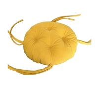 5cm Thicken Corduroy Chair Pads with Ties, Round Stool Seat Cushion Floor Pillow for Kitchen Bar Stool Dining Room(Yellow,Dia:35cm(14inch))