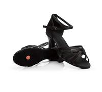 5CM Women's Open Toe Low Heels Sandals Latin Dance Shoes Professional Ballroom Practice Kitten Pumps Djustable Ankle Strap Dancing Shoes Black